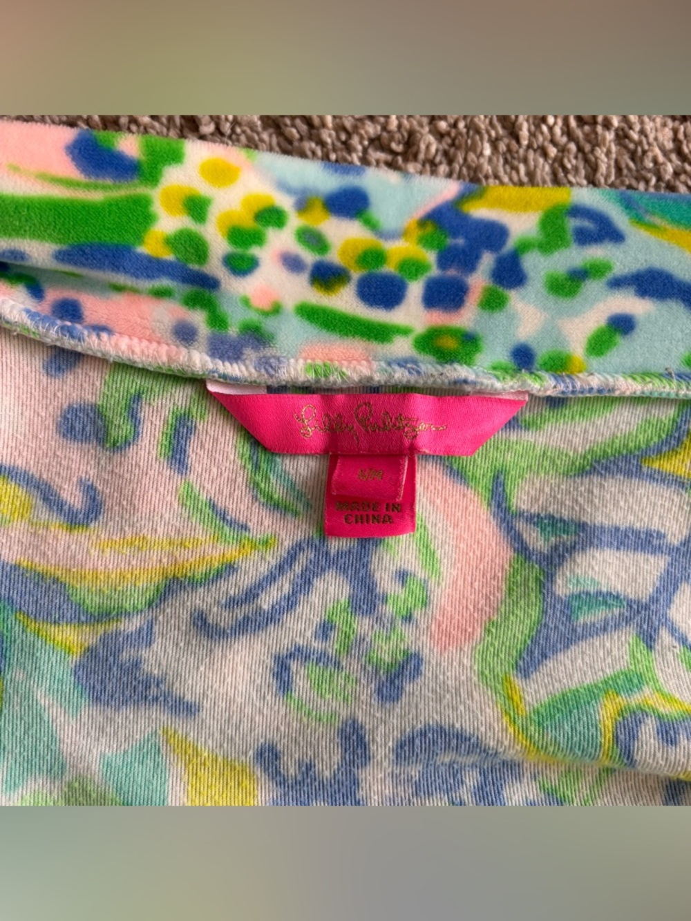 Lilly Pulitzer S/M Tropical Print Velour Knit Robe Kimono Sleeve Belted - Picture 5 of 6